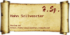Hahn Szilveszter névjegykártya